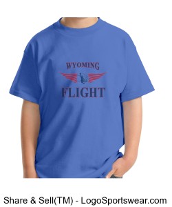 Youth Gildan T-Shirt Light Blue with Blue/Red Logo Design Zoom